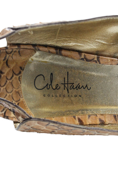 Cole Haan Womens Snakeskin Print Peep Toe Pumps Brown Size 9 B
