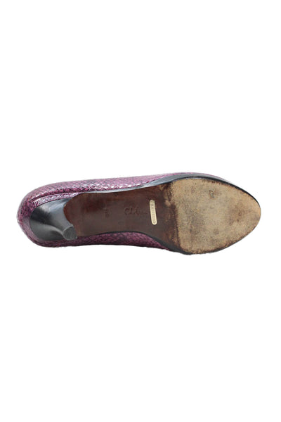 Cole Haan Womens Snakeskin Print Peep Toe Pumps Purple Size 9.5 B
