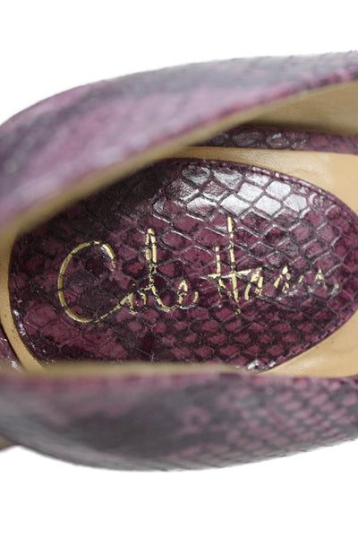 Cole Haan Womens Snakeskin Print Peep Toe Pumps Purple Size 9.5 B
