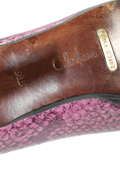 Cole Haan Womens Snakeskin Print Peep Toe Pumps Purple Size 9.5 B