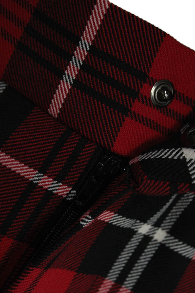 Zara Women Red Plaid Polyester Pencil Midi Skirt Size XS
