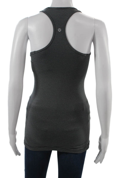 Lululemon Women Black Striped Cotton Blend Sleeveless Round Neck Tank Size S