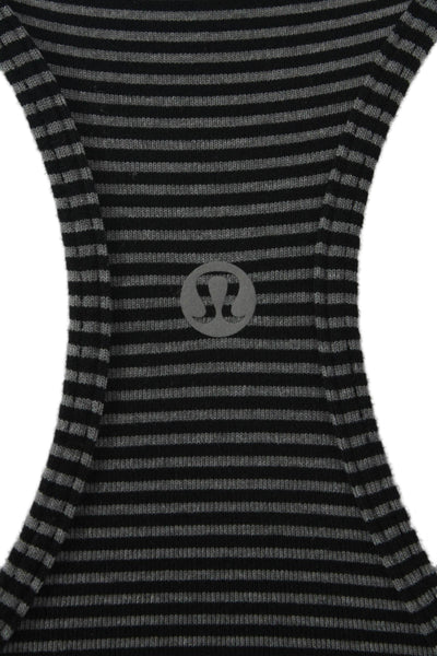 Lululemon Women Black Striped Cotton Blend Sleeveless Round Neck Tank Size S