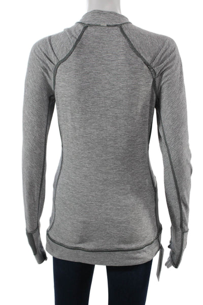 Lululemon Womens Pullover Sweatshirt Gray Striped Crewneck Long Sleeve Size S