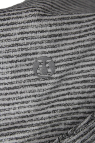 Lululemon Womens Pullover Sweatshirt Gray Striped Crewneck Long Sleeve Size S