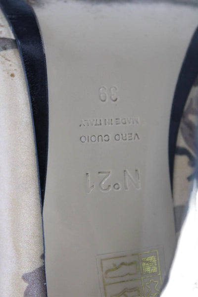 N 21 Women's Open Toe Rhinestone Embellish Floral Slide Sandals Size 39