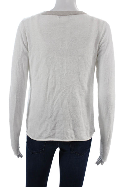 Barefoot Dreams® Unisex Cardigan White V-Neck Long Sleeve Nylon Viscose Size XS