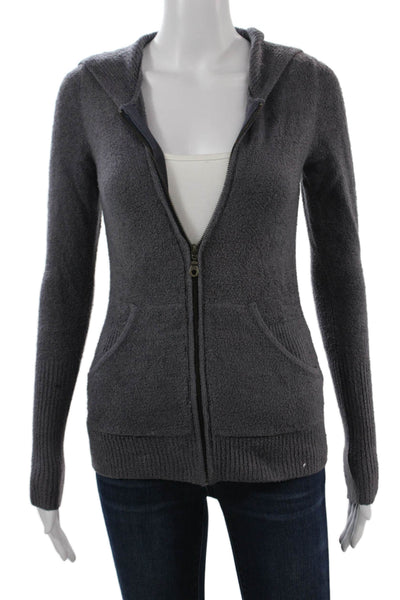 Barefoot Dreams Womens Full-Zip Hoodie Dark Gray 75% Nylon Size XS