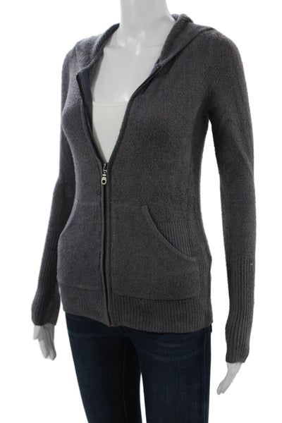 Barefoot Dreams Womens Full-Zip Hoodie Dark Gray 75% Nylon Size XS