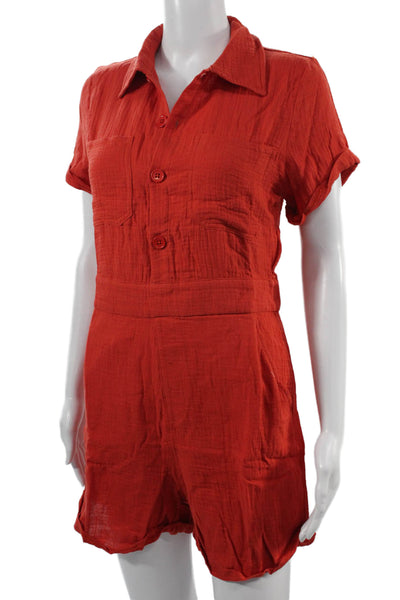 Joes Jeans Women Jumpsuit Romper Red Cotton Short Sleeve One-Piece Size S