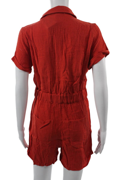 Joes Jeans Women Jumpsuit Romper Red Cotton Short Sleeve One-Piece Size S
