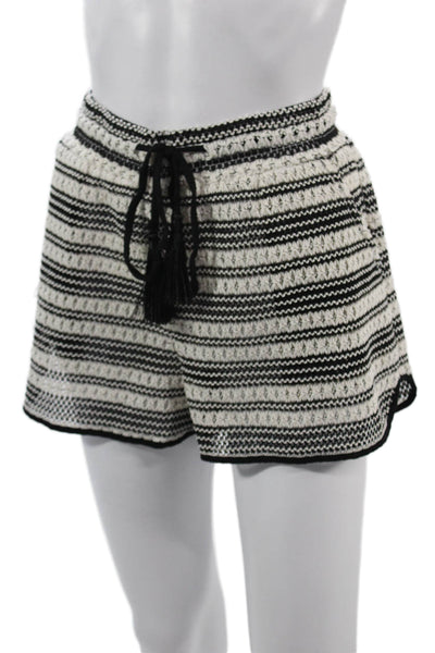 La Blanca Unisex Bohemian Striped Black Drawstring Poly Cotton Shorts Size S