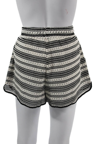 La Blanca Unisex Bohemian Striped Black Drawstring Poly Cotton Shorts Size S