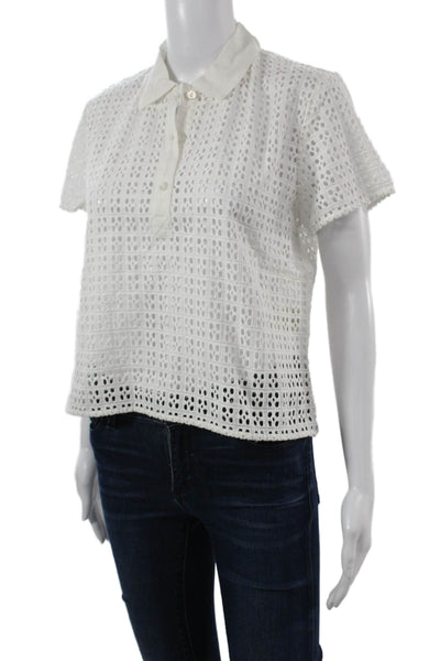 Free People Women Cropped Collared Boho Geometric Cotton Blouse Size S