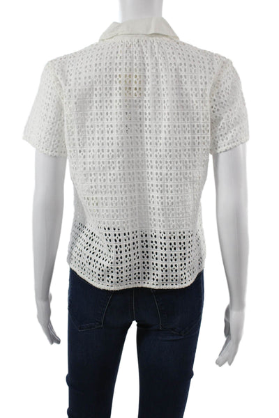 Free People Women Cropped Collared Boho Geometric Cotton Blouse Size S