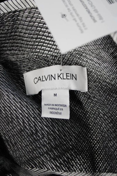 Calvin Klein Mens Cotton Collared Abstract Print Short Sleeve Shirt Black Size M