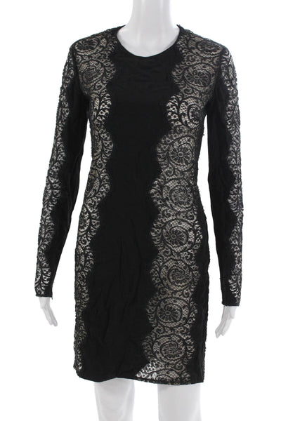 Stella McCartney Womens Black Sheath Dress Long Sleeve Nylon Blend Size 4