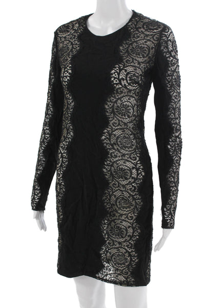 Stella McCartney Womens Black Sheath Dress Long Sleeve Nylon Blend Size 4
