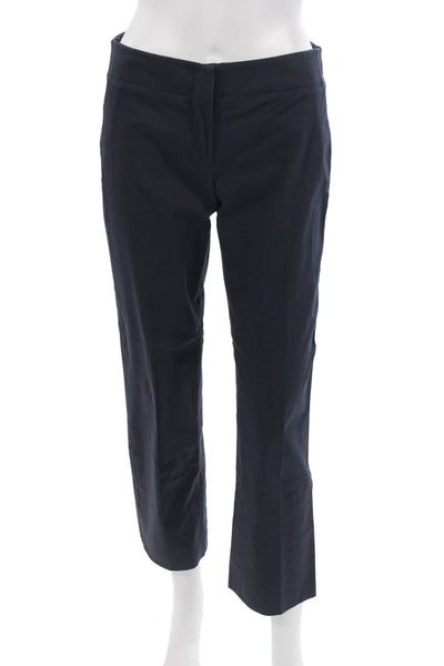 Theory Women Cropped Dress Pants Dark Blue Cotton Stretch Size 4