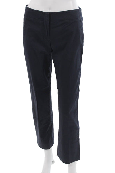 Theory Women Cropped Dress Pants Dark Blue Cotton Stretch Size 4
