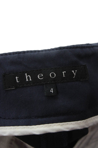 Theory Women Cropped Dress Pants Dark Blue Cotton Stretch Size 4
