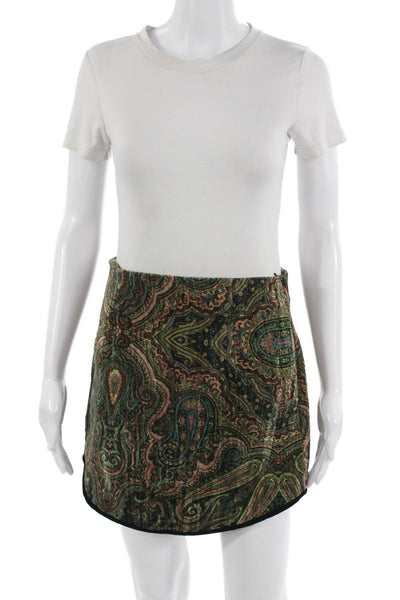 Zara Women A-Line Mini Skort Black Paisley 100% Polyester Size M