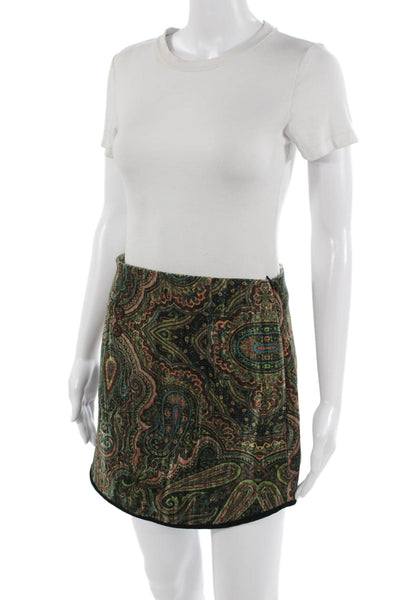 Zara Women A-Line Mini Skort Black Paisley 100% Polyester Size M