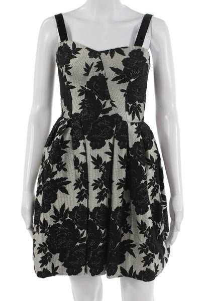Jill Jill Stuart Women Fit & Flare Mini Dress Beige Floral Sleeveless Size S