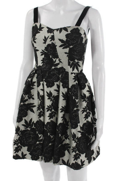 Jill Jill Stuart Women Fit & Flare Mini Dress Beige Floral Sleeveless Size S