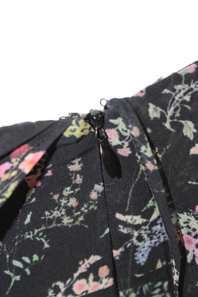 La Maison Talulah Womens Black Floral VNeck Mini Sundress Sleeveless Zip Size S