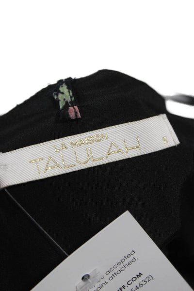 La Maison Talulah Womens Black Floral VNeck Mini Sundress Sleeveless Zip Size S