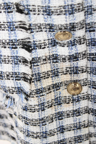 Zara Women Black Plaid V Neck Button Vest Polyester Cotton Sleeveless Size XS