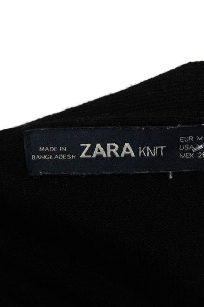 Zara Unisex Cardigan Sweater Black Long Sleeve Viscose Acrylic Size M