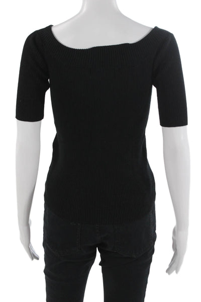 John & Jenn Womens Basic V-Neck Short Sleeve Black Sweater Size L