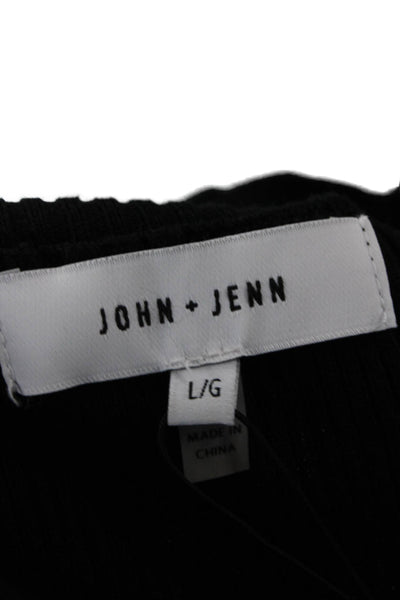 John & Jenn Womens Basic V-Neck Short Sleeve Black Sweater Size L