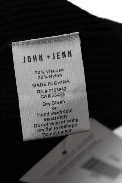 John & Jenn Womens Basic V-Neck Short Sleeve Black Sweater Size L