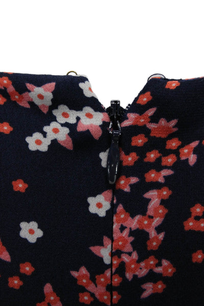 Michael Michael Kors Womens Shift Dress Dark Blue Floral Short Sleeve Size PL