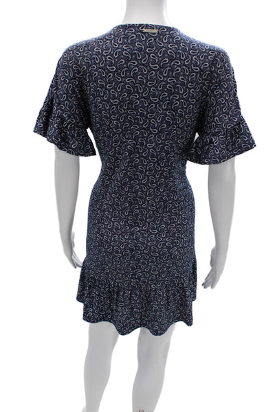 Michael Michael Kors Womens Shift Dress Dark Blue Paisley Vneck Size PM