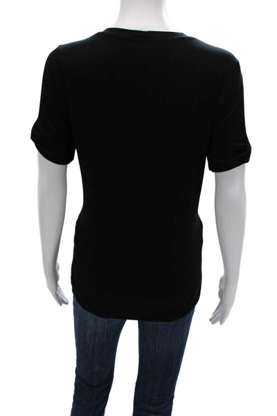 Saks Fifth Avenue Women Basic Black Short Sleeve Round Neck T-Shirt Size M