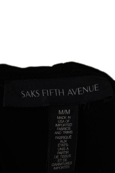 Saks Fifth Avenue Women Basic Black Short Sleeve Round Neck T-Shirt Size M