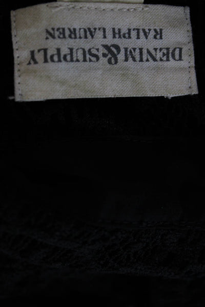 Denim & Supply By Ralph Lauren Women Black Lace Floral Sleeveless Button Down Si