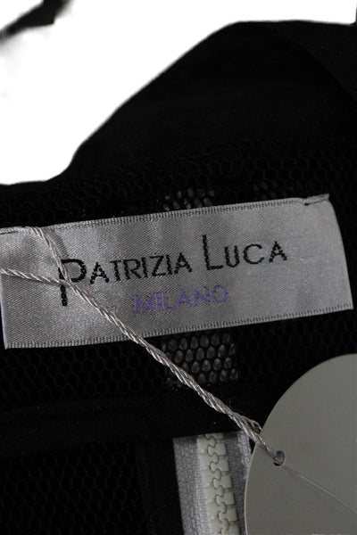 Patrizia Luca Women Collared Sleeveless Black Vest With Mesh Inserts Size S