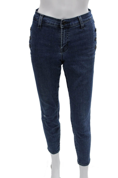 J Brand Womens Skinny Ankle Cropped Dark Blue Jeans Size 28
