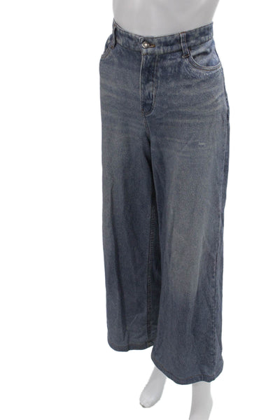 Ecru Womens Wide-Leg Blue Jeans Cotton Blend 90s Size 2