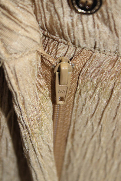 Muze Women Cropped Dress Pants Beige Poly Blend Button Closure Size 26