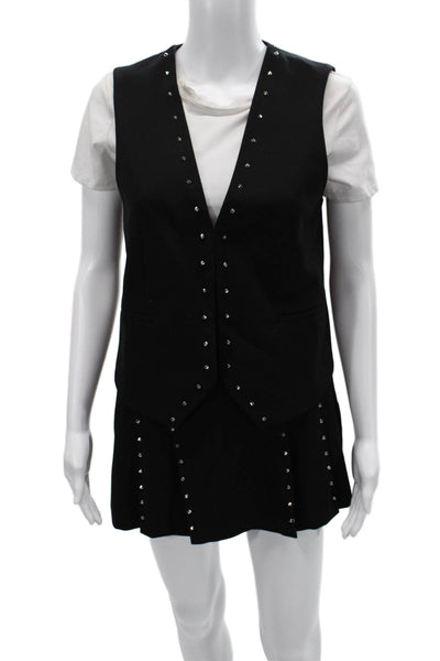 Zara Unisex Black Suit Vest Crew Neck Button 90s Sleeveless Size XS
