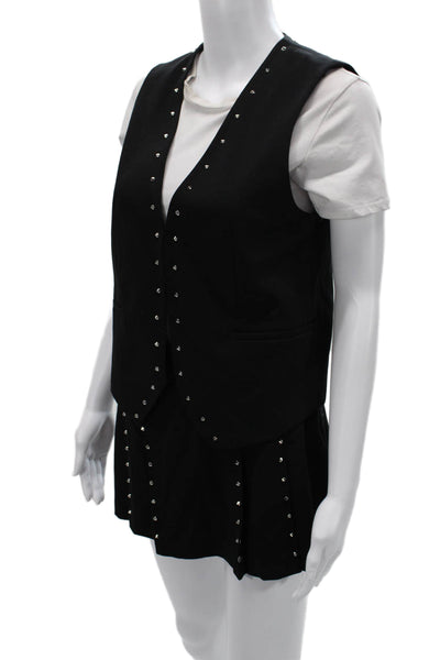 Zara Unisex Black Suit Vest Crew Neck Button 90s Sleeveless Size XS