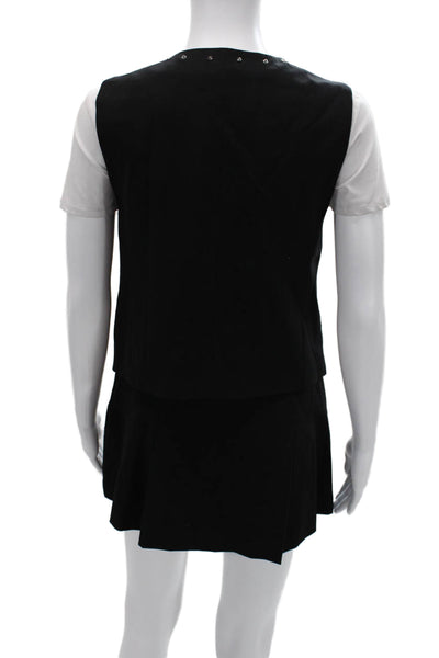 Zara Unisex Black Suit Vest Crew Neck Button 90s Sleeveless Size XS