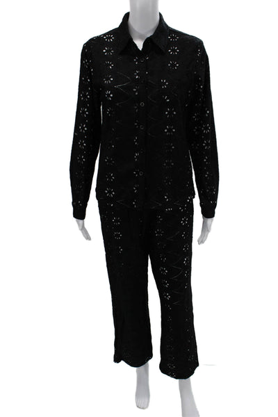 Muze Unisex 2 Piece Bohemian Floral Long Sleeve Suit Jacket Pants Black Size XS