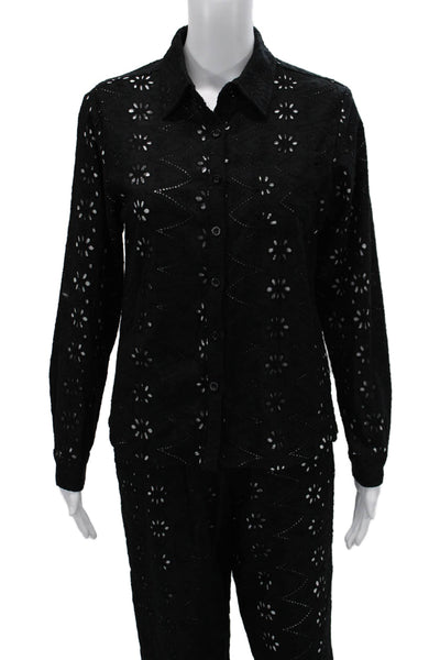 Muze Unisex 2 Piece Bohemian Floral Long Sleeve Suit Jacket Pants Black Size XS